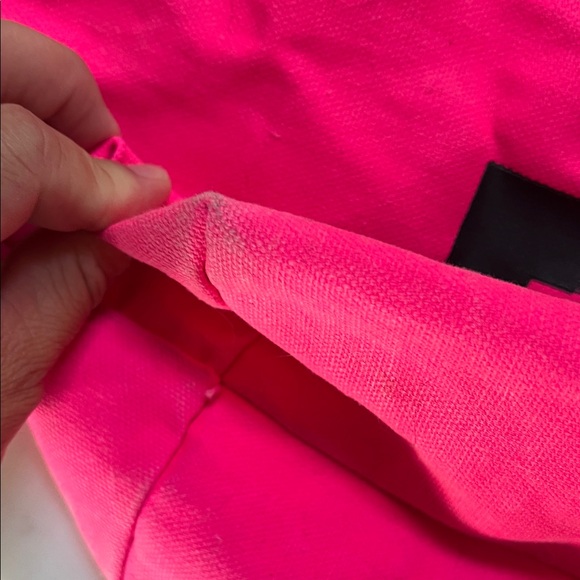 Victoria's Secret Neon Pink Tote with Black Straps - Picture 6 of 6